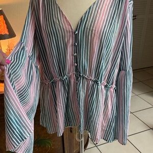 Elegant Striped V-Neck Blouse